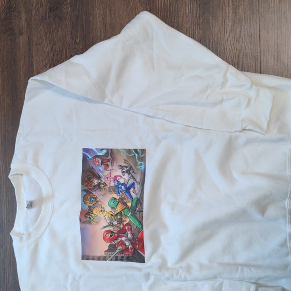 Gildan Heavy Blend Men's Size XL White Power Rangers Graphic Crewneck Sweatshirt - Picture 1 of 6